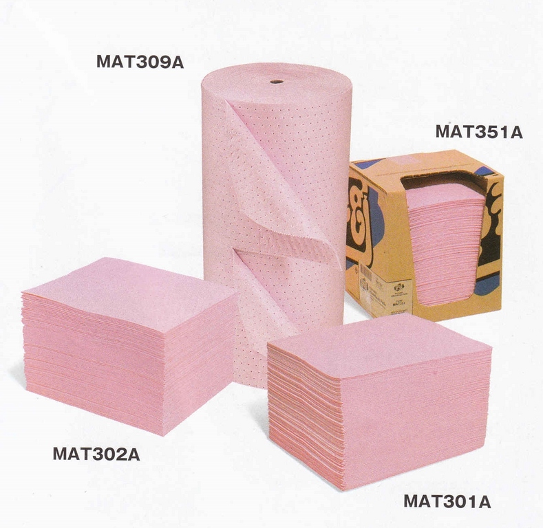 液体危険物の吸収材：ハズマットピグ®マット（シート／ロール
