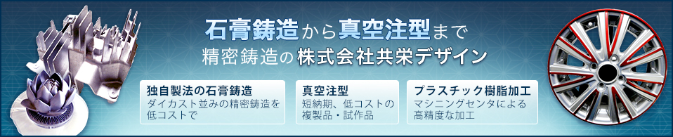 石膏鋳造から真空注型まで精密鋳造の株式会社共栄デザイン